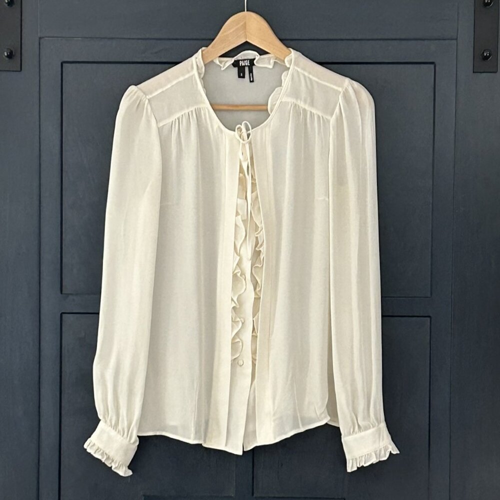 PAIGE Cream Ruffle Blouse